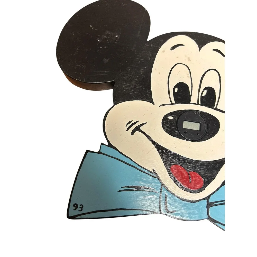 Vintage 1993 Hand Painted Mickey Mouse Wooden Wall Clock | Handmade Disney